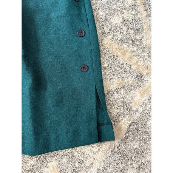 Ermane wool teal green mid length skirt women's size 9/10 made in USA - Picture 2 of 8